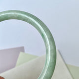 54.7mm A-Grade Natural Moss On Snow Jadeite Traditional Round Bangle No.152071