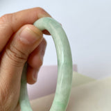 54.7mm A-Grade Natural Moss On Snow Jadeite Traditional Round Bangle No.152071