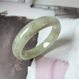 58.2mm A-Grade Natural Light Green Jadeite Modern Round Bangle No.151596