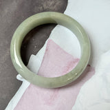 58.2mm A-Grade Natural Light Green Jadeite Modern Round Bangle No.151596