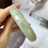 58.2mm A-Grade Natural Light Green Jadeite Modern Round Bangle No.151596