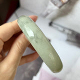 58.2mm A-Grade Natural Light Green Jadeite Modern Round Bangle No.151596