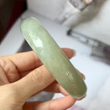 58.2mm A-Grade Natural Light Green Jadeite Modern Round Bangle No.151596