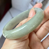 58.2mm A-Grade Natural Light Green Jadeite Modern Round Bangle No.151596