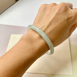 55.2mm A-Grade Natural Light Green Jadeite Traditional Round Bangle No.152089
