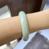 58.2mm A-Grade Natural Light Green Jadeite Modern Round Bangle No.151596