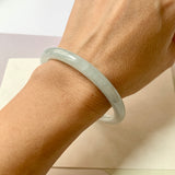 55.2mm A-Grade Natural Light Green Jadeite Traditional Round Bangle No.152089