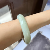 58.2mm A-Grade Natural Light Green Jadeite Modern Round Bangle No.151596