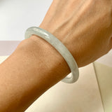 55.2mm A-Grade Natural Light Green Jadeite Traditional Round Bangle No.152089