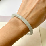 55.2mm A-Grade Natural Light Green Jadeite Traditional Round Bangle No.152089