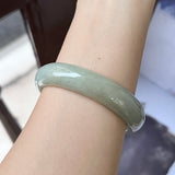 58.2mm A-Grade Natural Light Green Jadeite Modern Round Bangle No.151596