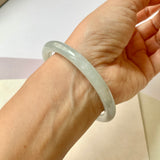55.2mm A-Grade Natural Light Green Jadeite Traditional Round Bangle No.152089