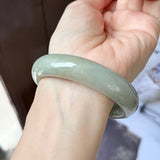 58.2mm A-Grade Natural Light Green Jadeite Modern Round Bangle No.151596