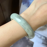 58.2mm A-Grade Natural Light Green Jadeite Modern Round Bangle No.151596