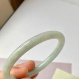 55.2mm A-Grade Natural Light Green Jadeite Traditional Round Bangle No.152089