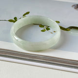 51.6mm A-Grade Natural Light Green Jadeite Modern Round Bangle No.152139