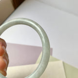 55.2mm A-Grade Natural Light Green Jadeite Traditional Round Bangle No.152089