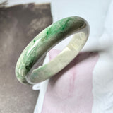 58mm A-Grade Natural Grey Green Jadeite Modern Round Bangle No.151630