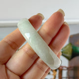 51.6mm A-Grade Natural Light Green Jadeite Modern Round Bangle No.152139