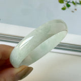 51.6mm A-Grade Natural Light Green Jadeite Modern Round Bangle No.152139