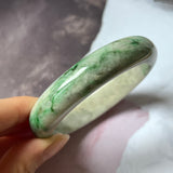 58mm A-Grade Natural Grey Green Jadeite Modern Round Bangle No.151630