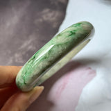 58mm A-Grade Natural Grey Green Jadeite Modern Round Bangle No.151630