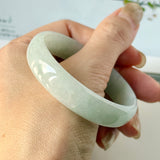 51.6mm A-Grade Natural Light Green Jadeite Modern Round Bangle No.152139