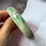 58mm A-Grade Natural Grey Green Jadeite Modern Round Bangle No.151630