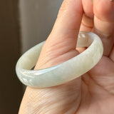 51.6mm A-Grade Natural Light Green Jadeite Modern Round Bangle No.152139