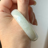 51.6mm A-Grade Natural Light Green Jadeite Modern Round Bangle No.152139