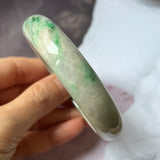 58mm A-Grade Natural Grey Green Jadeite Modern Round Bangle No.151630