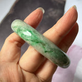 58mm A-Grade Natural Grey Green Jadeite Modern Round Bangle No.151630