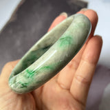 58mm A-Grade Natural Grey Green Jadeite Modern Round Bangle No.151630