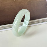 51.7mm A-Grade Natural Light Green Jadeite Modern Round Bangle No.152140