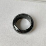 19.3mm A-Grade Natural Black Jadeite Ring Band No. 161781