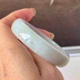 51.7mm A-Grade Natural Light Green Jadeite Modern Round Bangle No.152140