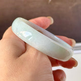 51.7mm A-Grade Natural Light Green Jadeite Modern Round Bangle No.152140