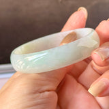 51.7mm A-Grade Natural Light Green Jadeite Modern Round Bangle No.152140