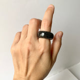 19.3mm A-Grade Natural Black Jadeite Ring Band No. 161781
