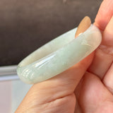 51.7mm A-Grade Natural Light Green Jadeite Modern Round Bangle No.152140
