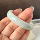 51.7mm A-Grade Natural Light Green Jadeite Modern Round Bangle No.152140