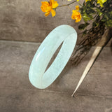 52.7mm A-Grade Natural Light Green Jadeite Modern Round Bangle No.152141