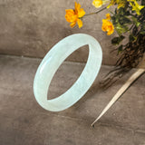 52.7mm A-Grade Natural Light Green Jadeite Modern Round Bangle No.152141