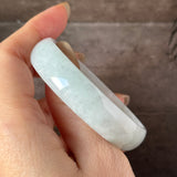 52.7mm A-Grade Natural Light Green Jadeite Modern Round Bangle No.152141