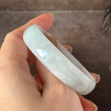 52.7mm A-Grade Natural Light Green Jadeite Modern Round Bangle No.152141