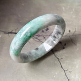 58mm A-Grade Natural Grey Green Jadeite Modern Round Bangle No.151627