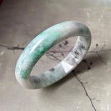 58mm A-Grade Natural Grey Green Jadeite Modern Round Bangle No.151627