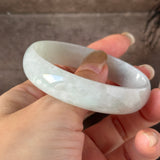 52.7mm A-Grade Natural Light Green Jadeite Modern Round Bangle No.152141