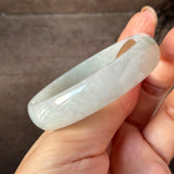 52.7mm A-Grade Natural Light Green Jadeite Modern Round Bangle No.152141