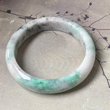 58mm A-Grade Natural Grey Green Jadeite Modern Round Bangle No.151627